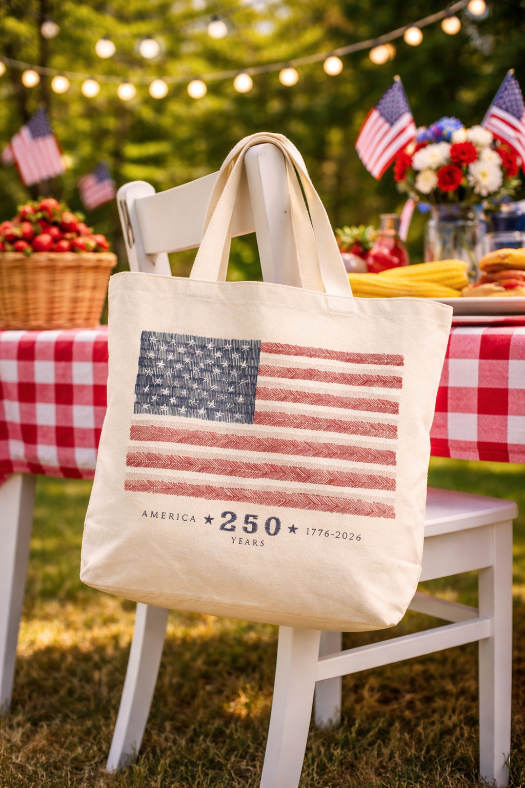 American Flag Anniversary Large Tote