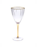 Line Textured Glasses with Gold Stem and Rim
