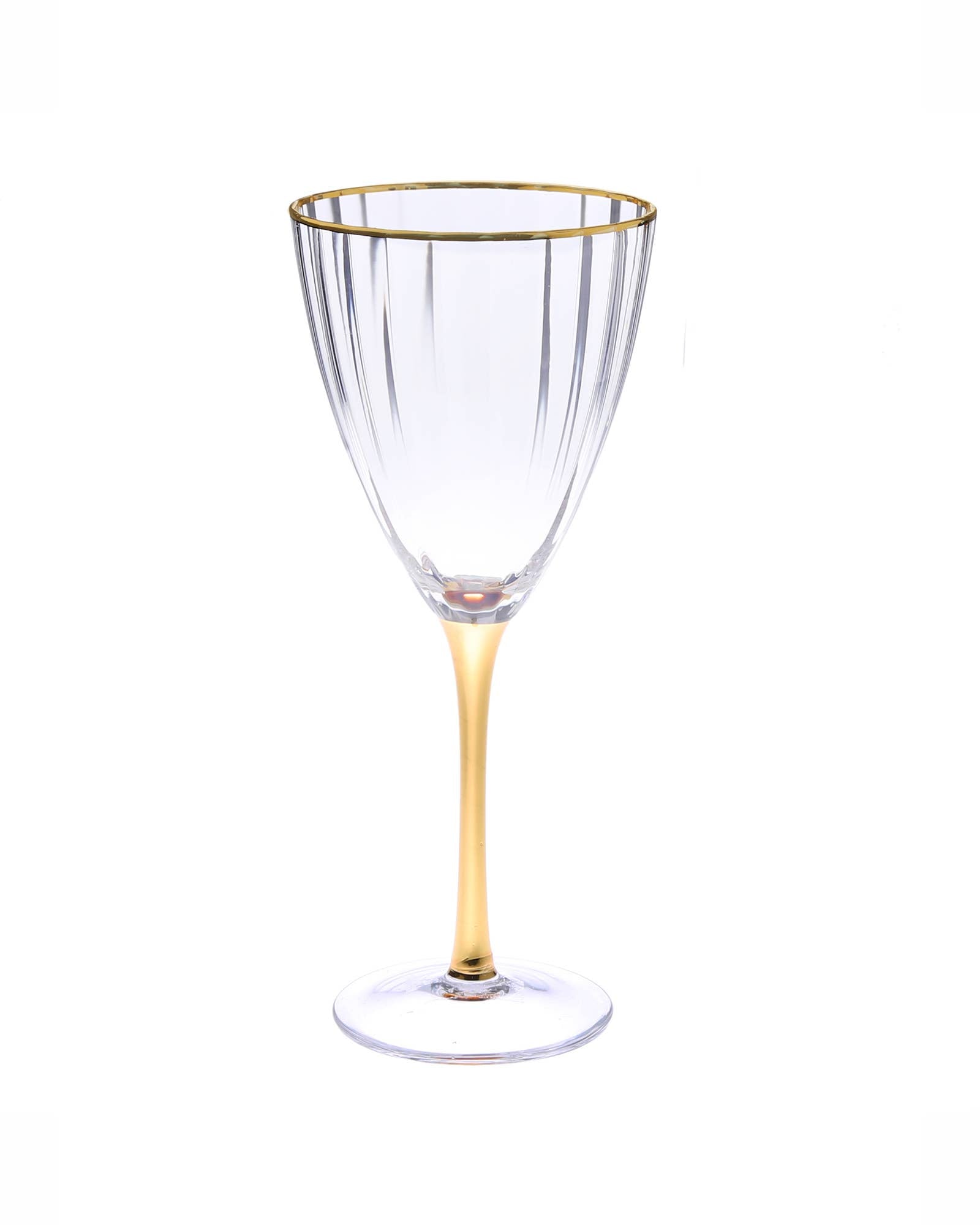 Line Textured Glasses with Gold Stem and Rim