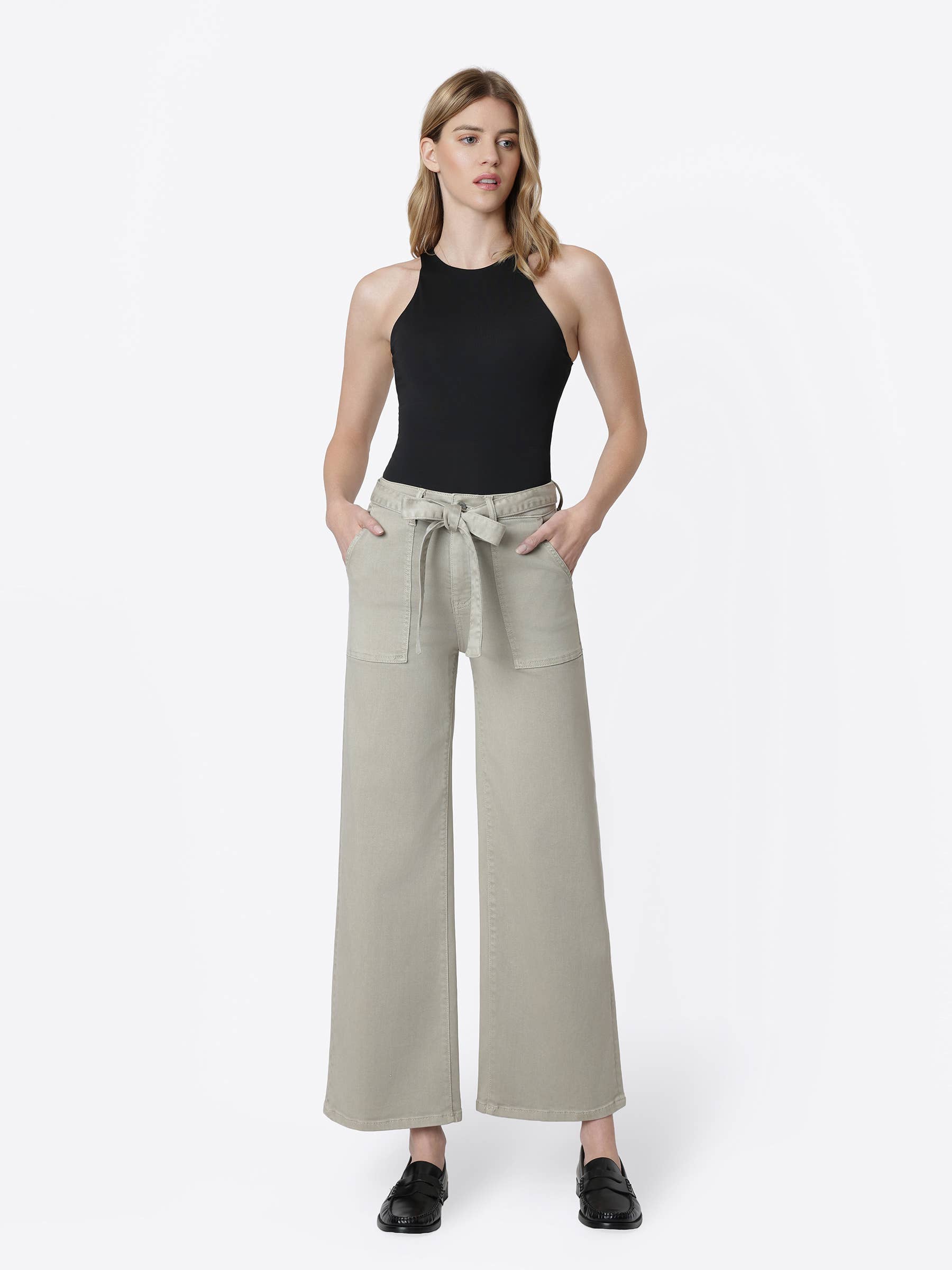 SUPER HIGH RISE SELF TIE BELT WIDE LEG JEANS LV2237LST