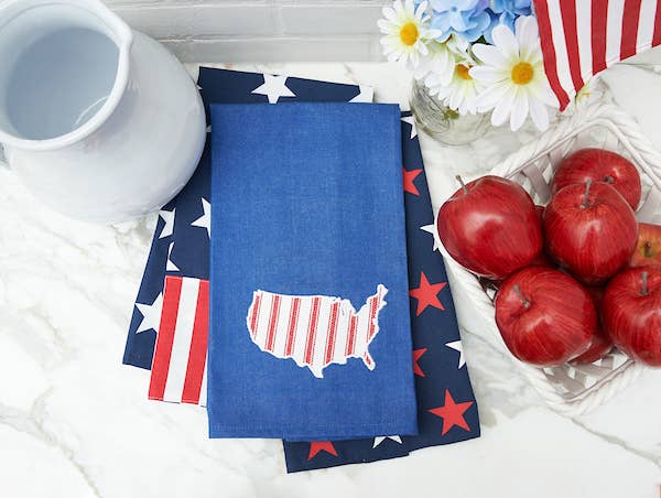 Patriotic Stars & Stripes Flag 4th Of July Kitchen Towel