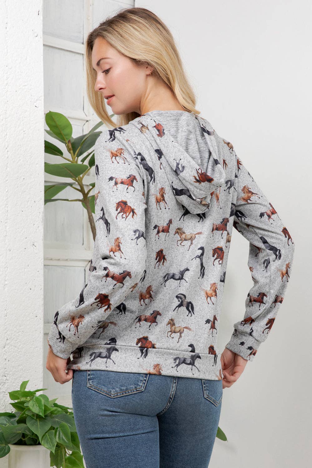 Horse Print Pullover Hoodie