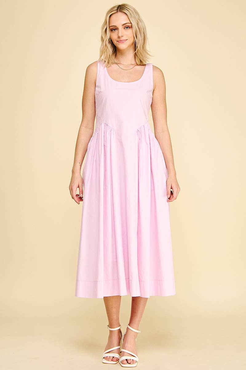 A-LINE POPLIN MIDI DRESS - 6933D