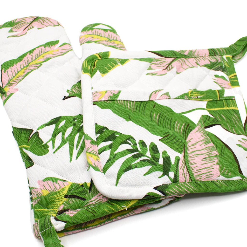 Natural Botanical Oven Mitt Set