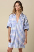 Tia Gingham Oversized Shirt Dress