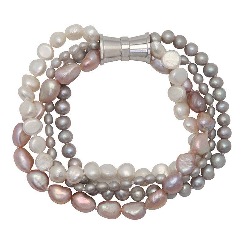 202-LM-S | LITE MIX 4-STRAND BAROQUE PEARL BRACELET