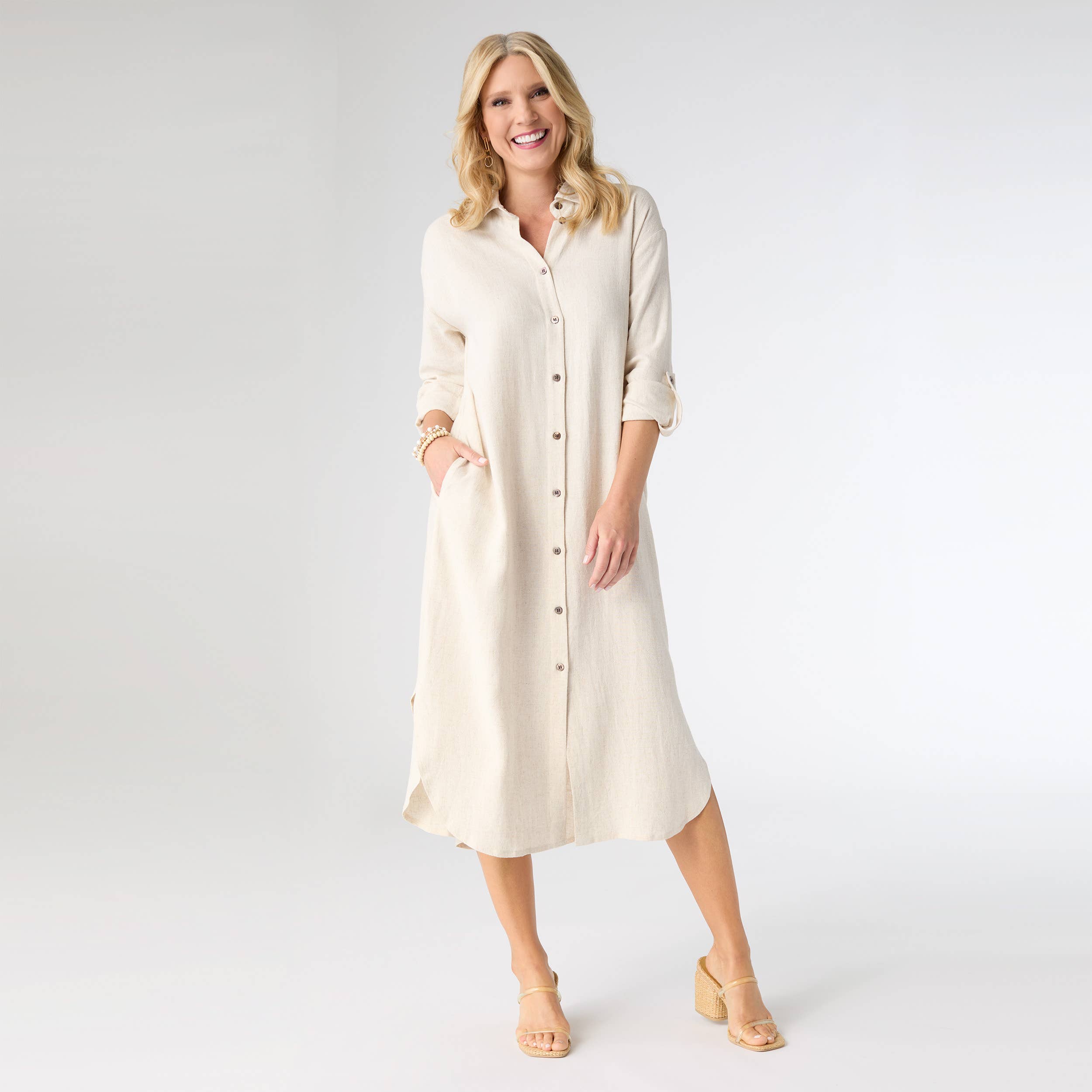 Keira Long Sleeve Dress with Back Button Detail