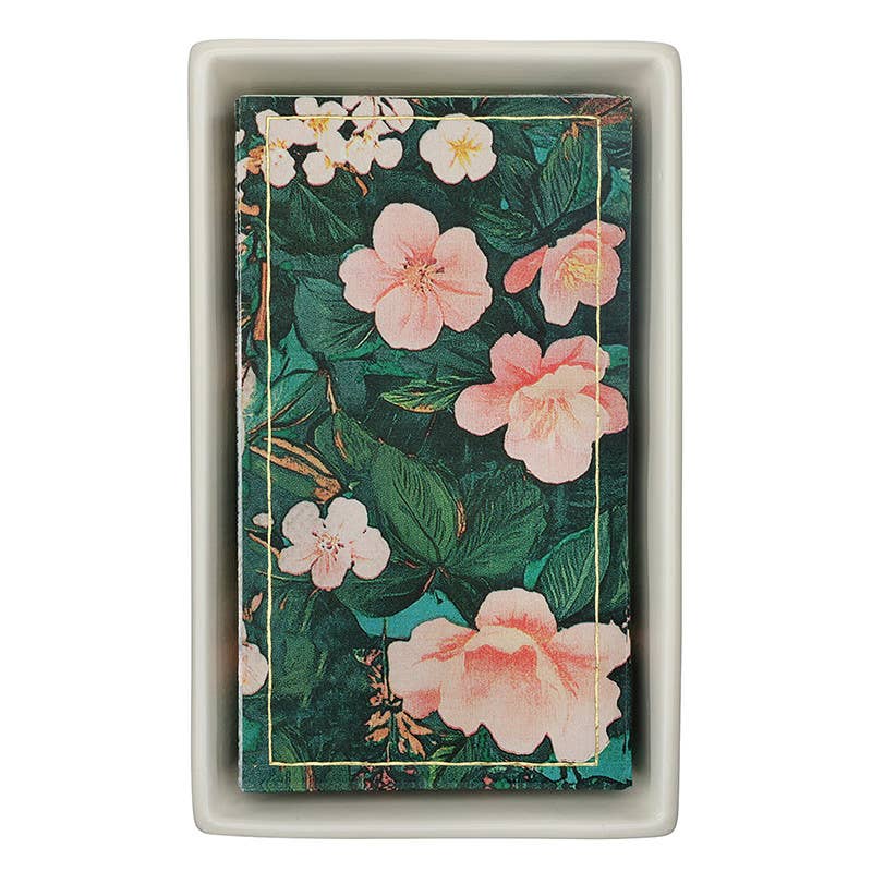 Ceramic Guest Napkin Tray + Napkins - Floral