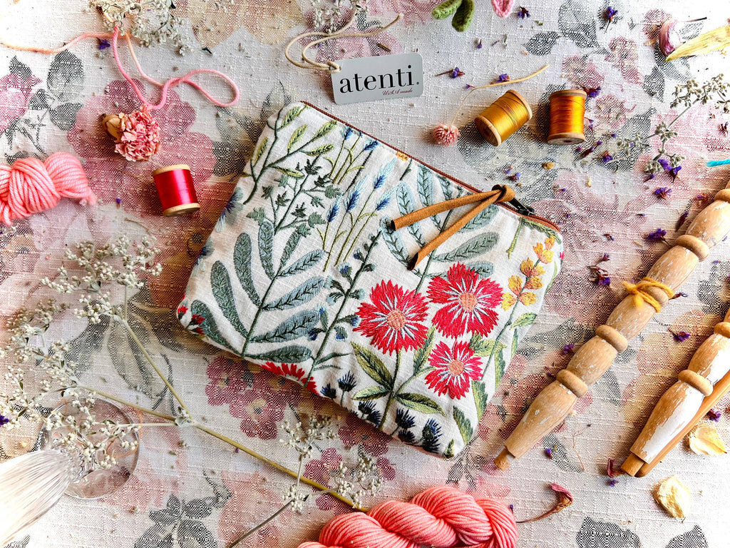 Wildflower Accessories Pouch - Atenti USA Made Embroidery Floral