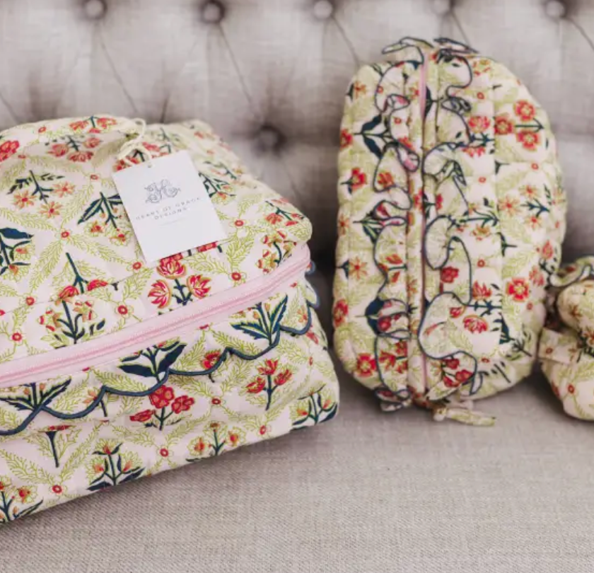 Meadow Luxe | Quilted Ruffle Cosmetic |READY TO SHIP