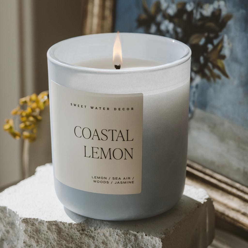 *NEW* Coastal Lemon 15 oz Soy Candle, Matte Jar - Home Decor