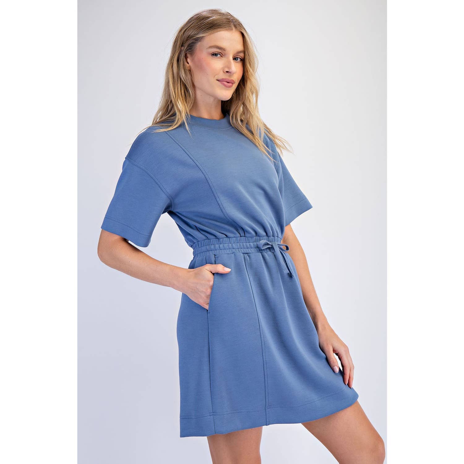 MODAL SCUBA LUXE SHORT SLEEVE MINI DRESS
