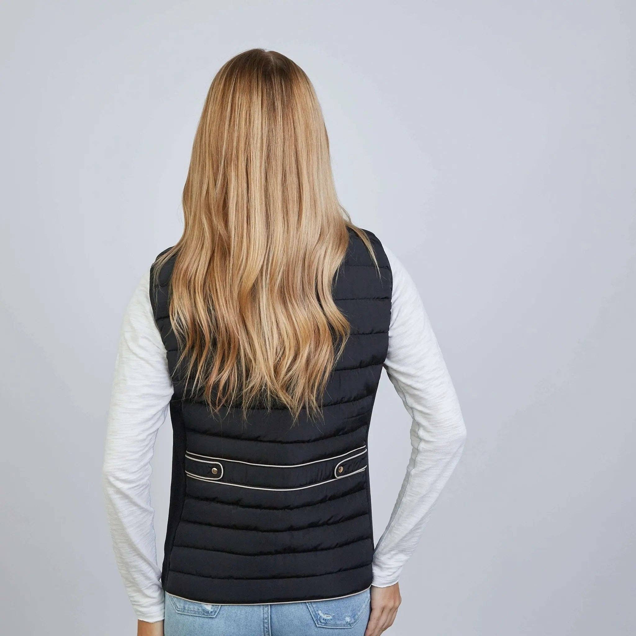 The Icon Perfect Fit Puffer Vest in Black & Khaki