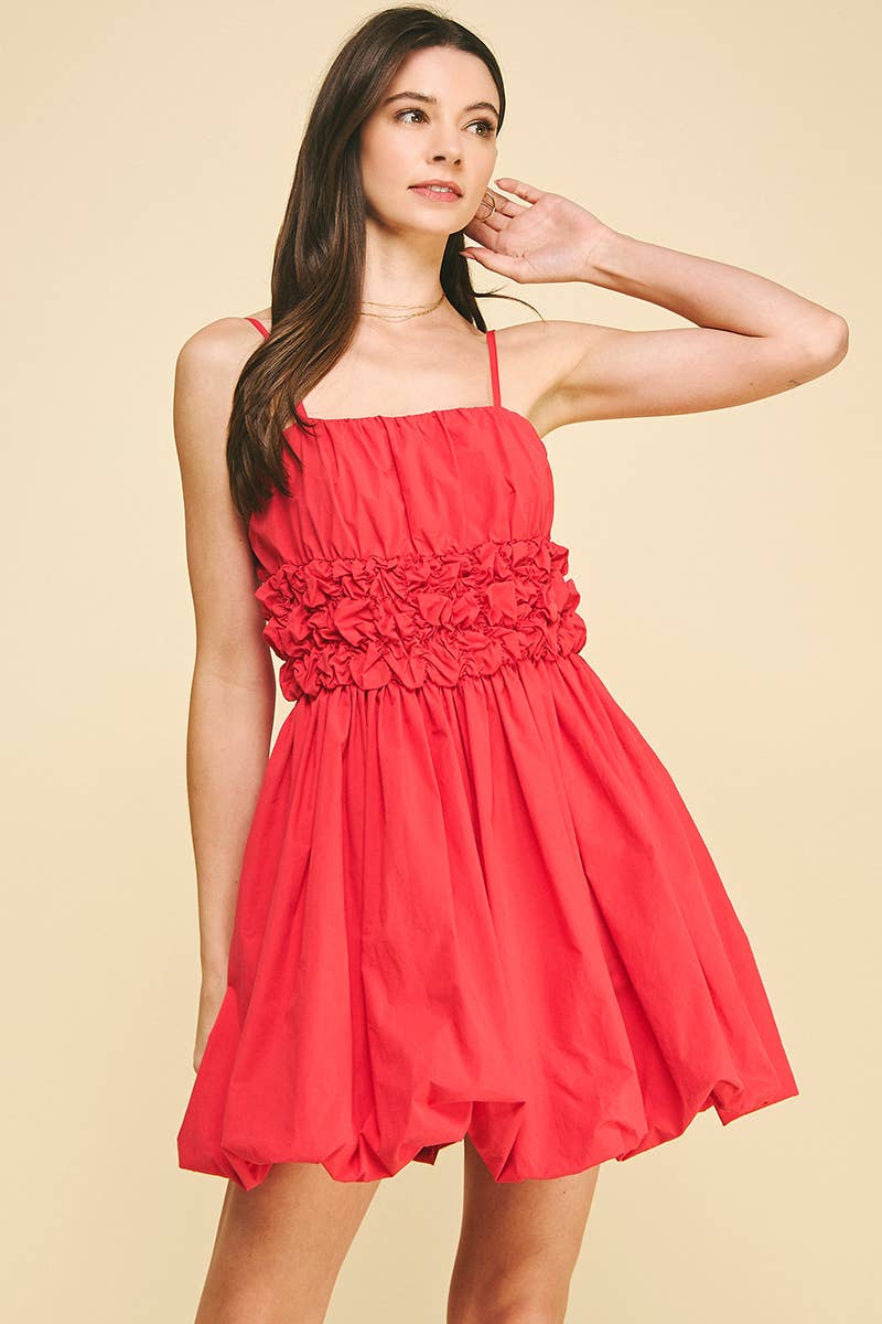 BUBBLE HEM MINI DRESS - 5858D