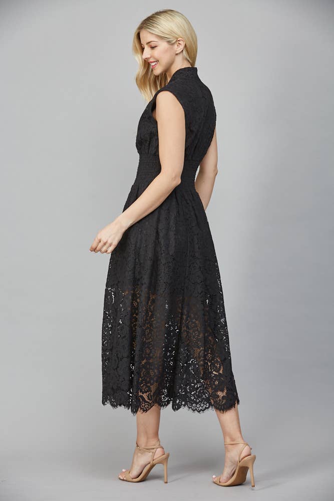 FRONT ZIP CLOSURE SLVL LACE DRESS FD34114