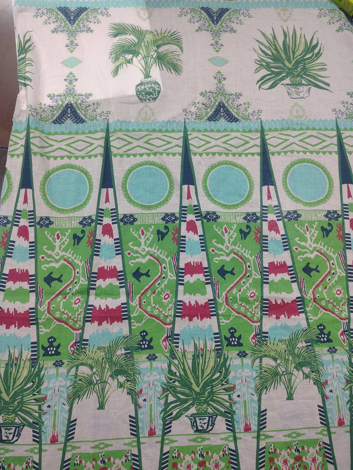 Montauk pink greeen ikat