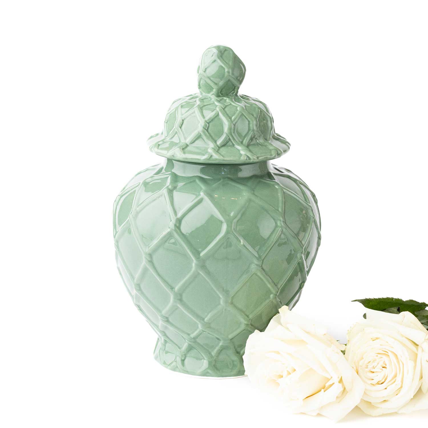 Green Textured Ginger Jar - Large