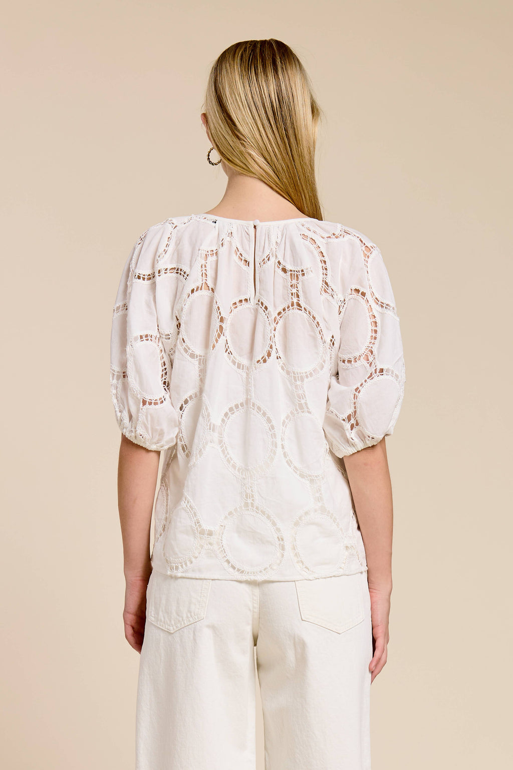 Bloom Eyelet Cotton Short-Sleeve Blouse