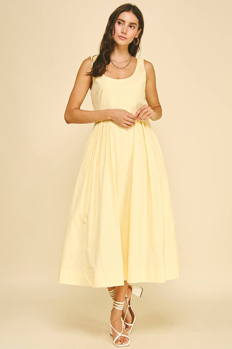 A-LINE POPLIN MIDI DRESS - 6933D