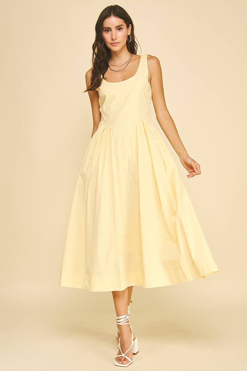 A-LINE POPLIN MIDI DRESS - 6933D