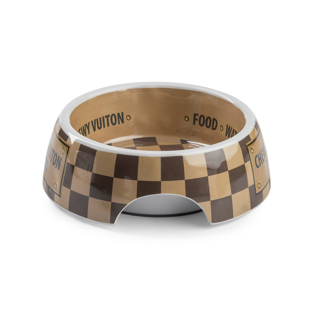 Tan Checker Chewy Vuiton Bowl - 3 Sizes!! Dog Bowls