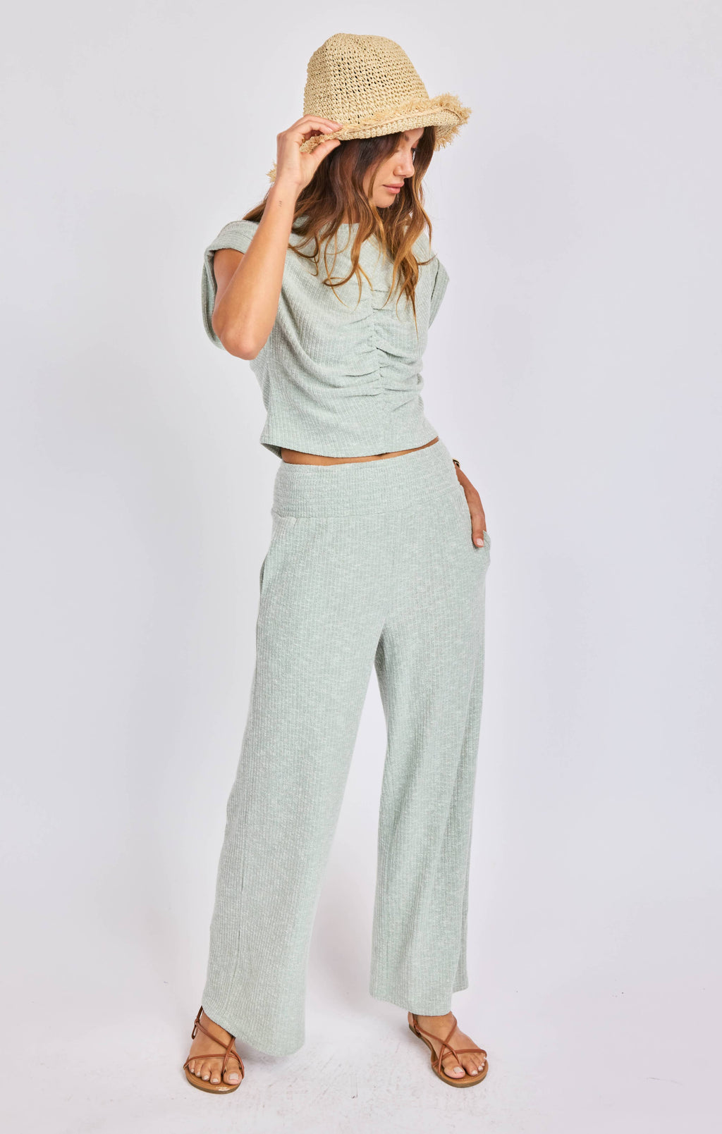 Laguna Ruched Top:LIGHT SAGE