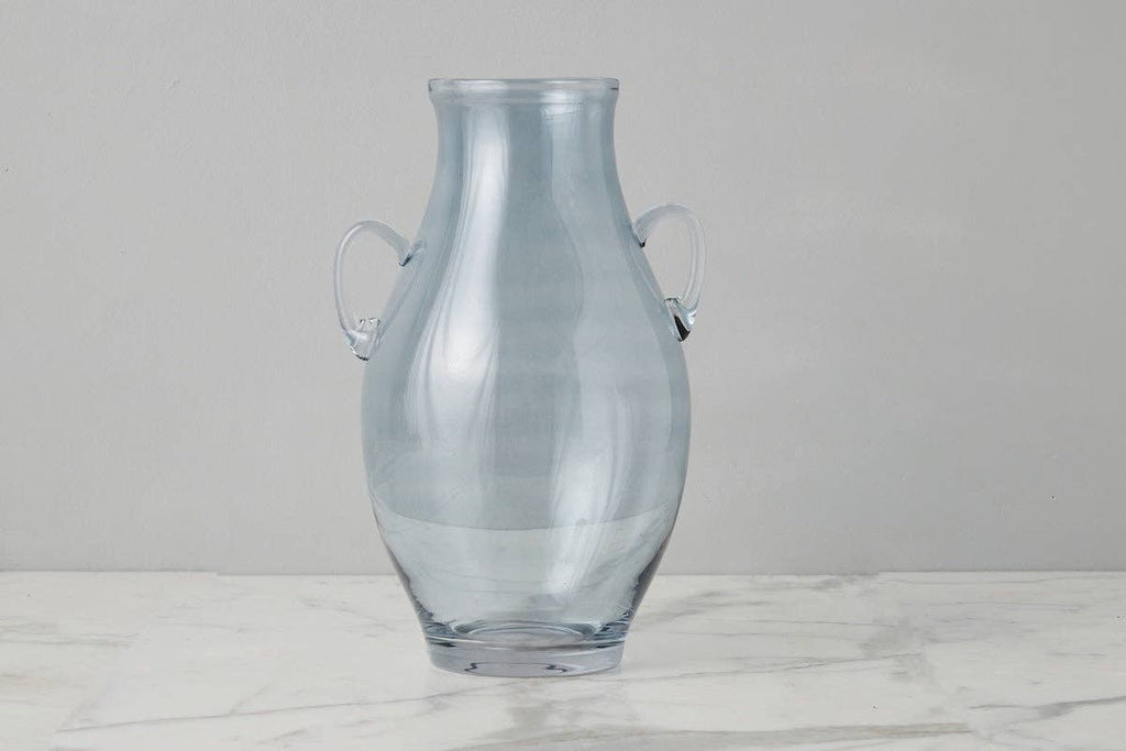 Glass Amphora Flower Vase, Large, Denim Blue