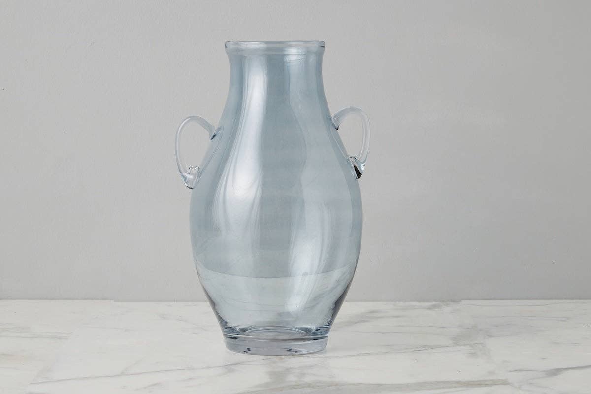 Glass Amphora Flower Vase, Large, Denim Blue