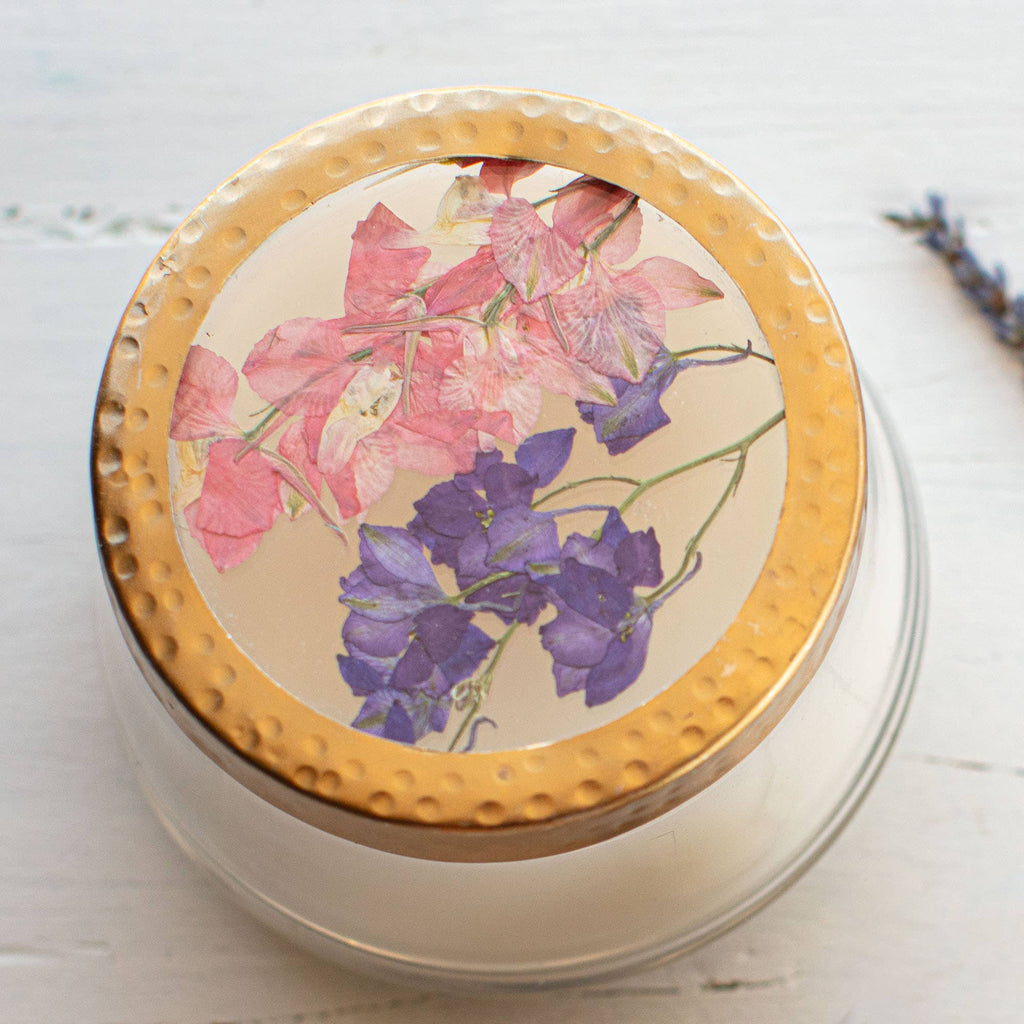 Accent Pressed Floral Candle - Roman Lavender