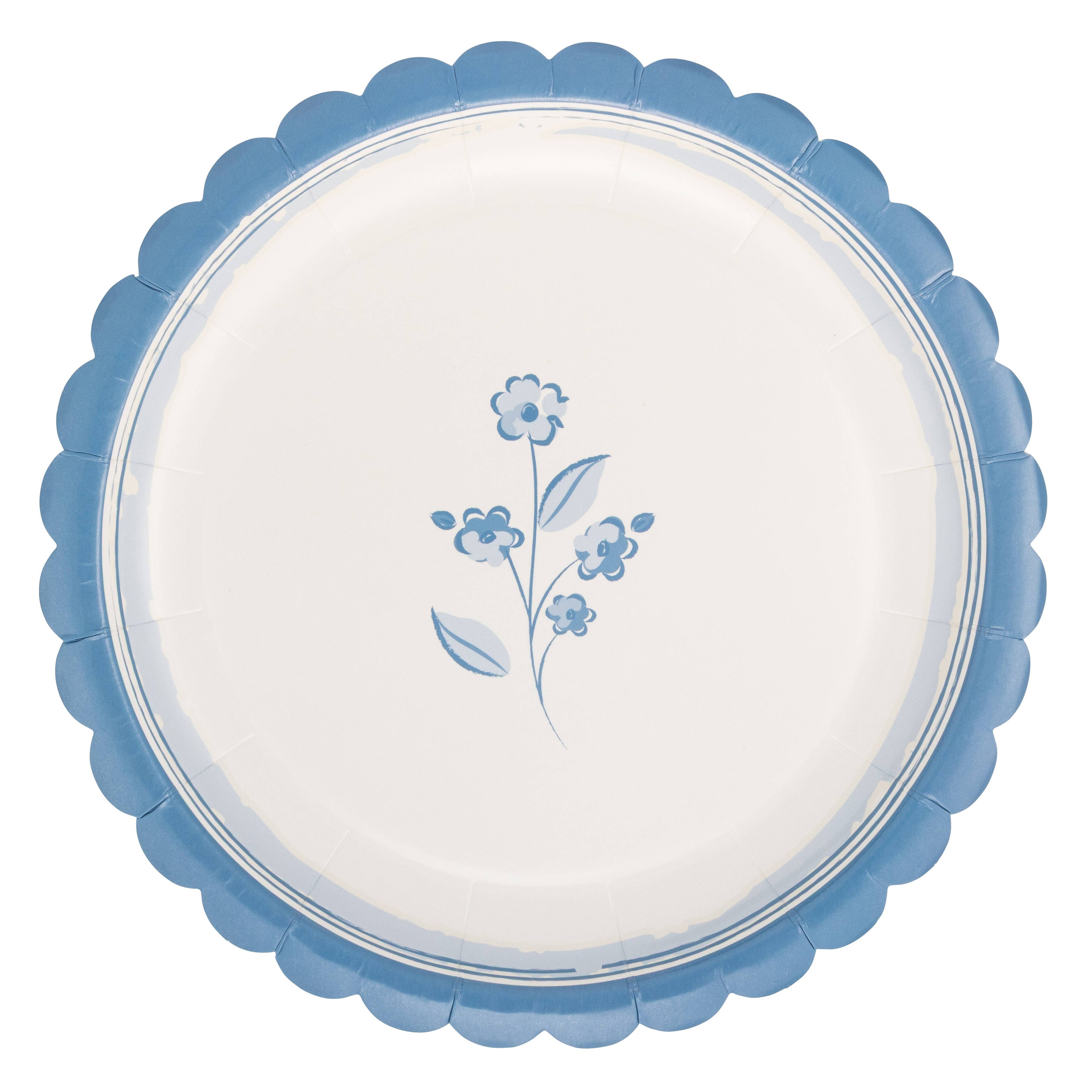 BLU1240 - Round Blue Flower 8" Plate
