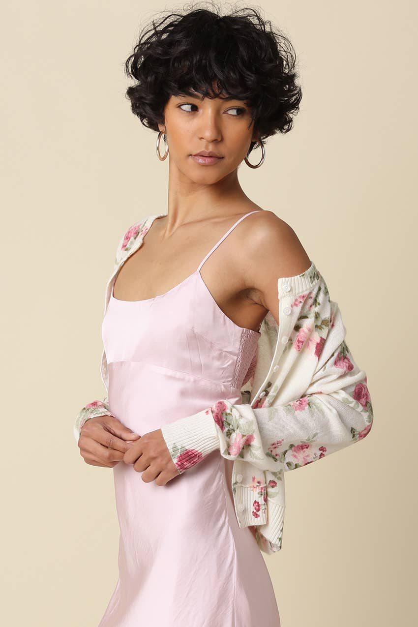 Delia Floral Cropped Cardigan