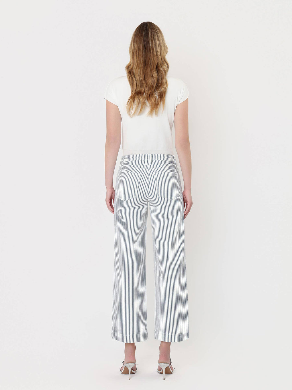 HIGH RISE PATCH POCKET CROP STRIPED WIDE LEG JEANS LV2292STR