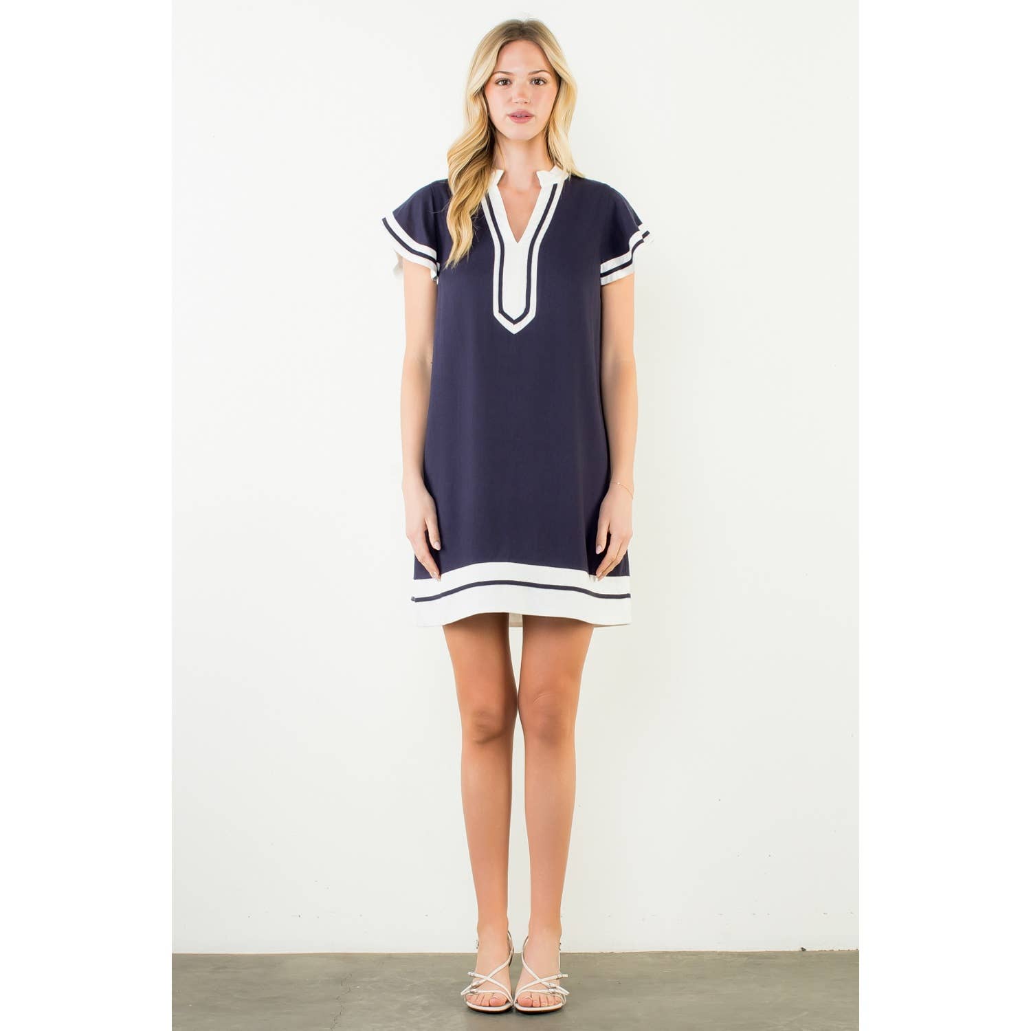 Flutter Sleeve V-Neck Dress