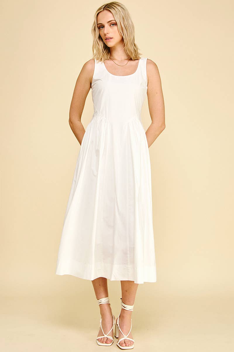 A-LINE POPLIN MIDI DRESS - 6933D