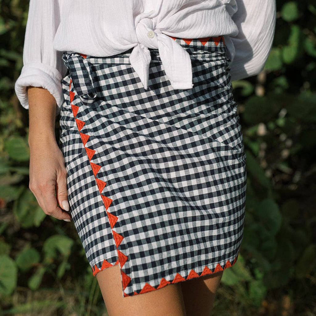 Navy Gingham Marina Sarong