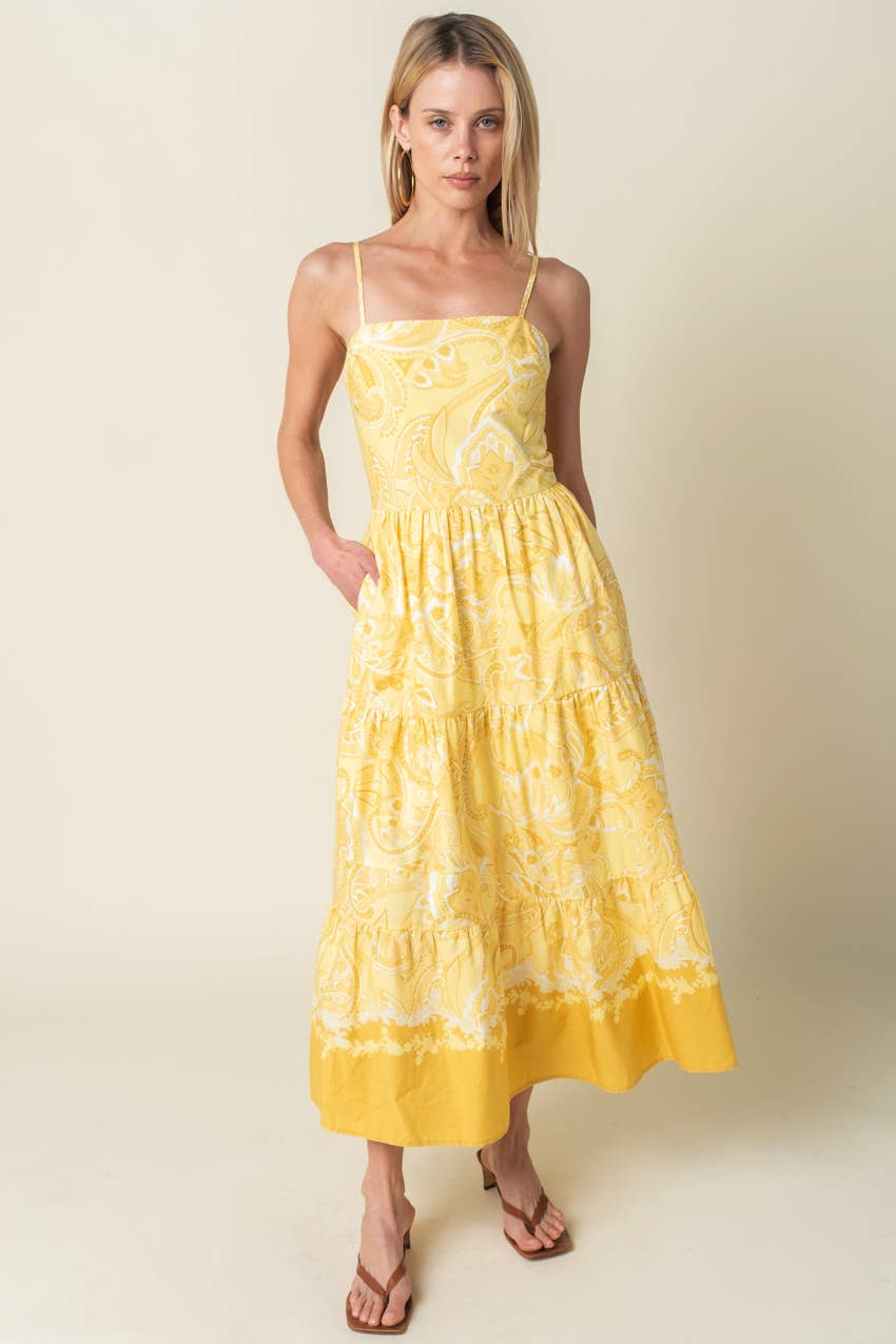 Daphne Yellow Tiered Maxi Dress