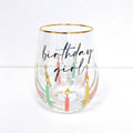 Multi Birthday Girl Stemless Wine Glass