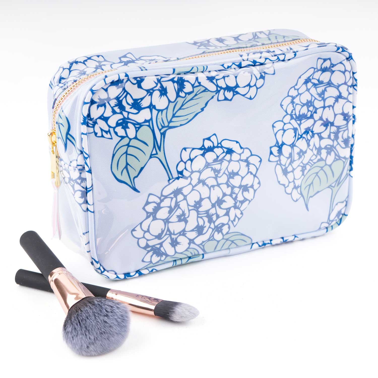 Hydrangea Stem Clear Coated Rectangular Cosmetic Case