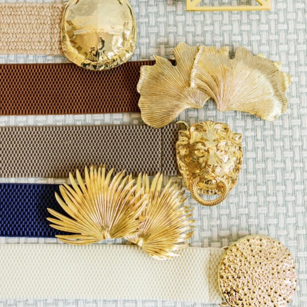 Palm Frond Interchangeable Belt Buckle w/ Gold Finish