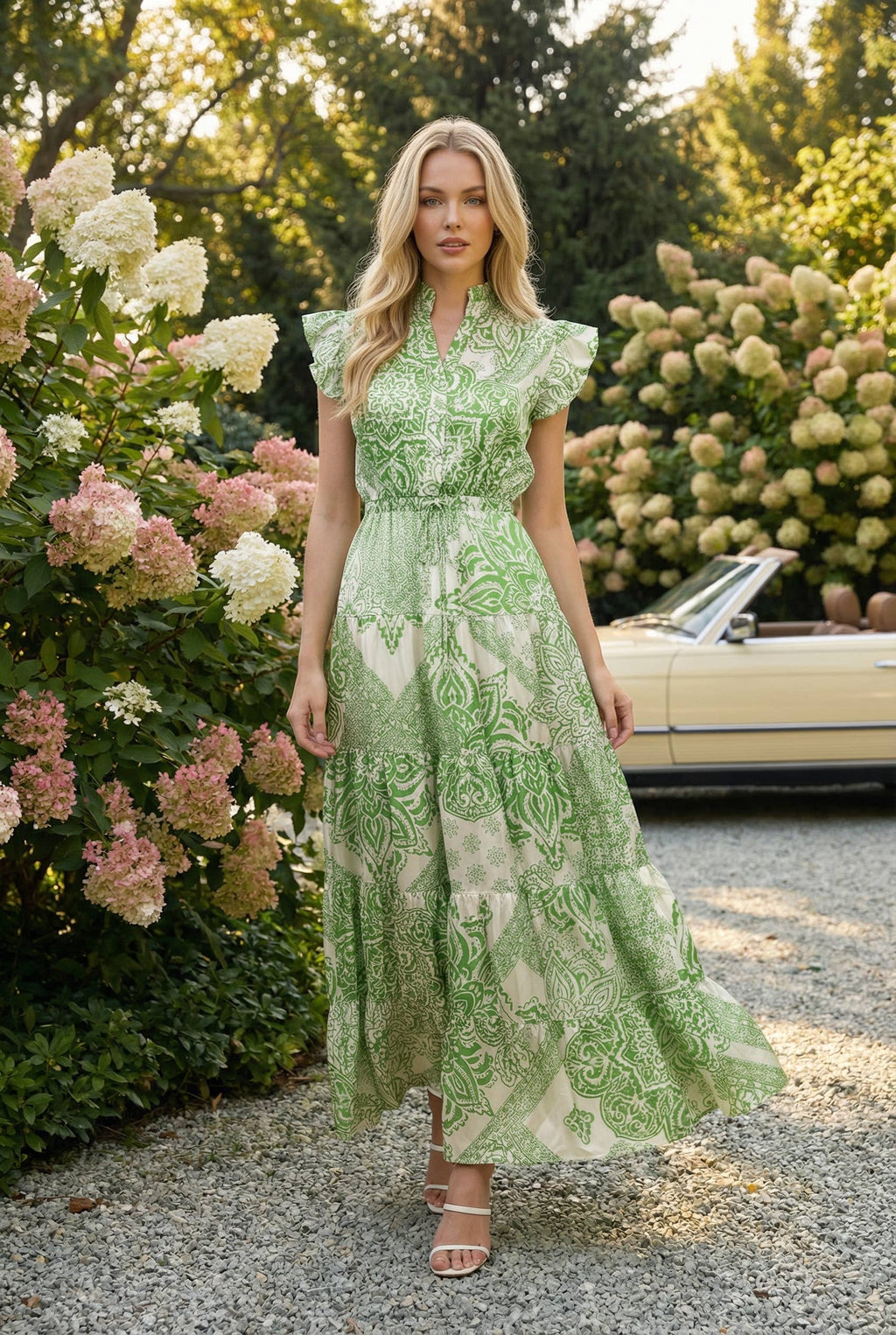 PAISLEY PRINT TIERED MAXI DRESS - 3775DW