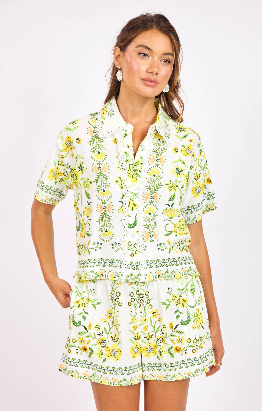 Dandelion Dreams Floral Shirt:CITRON MULTI