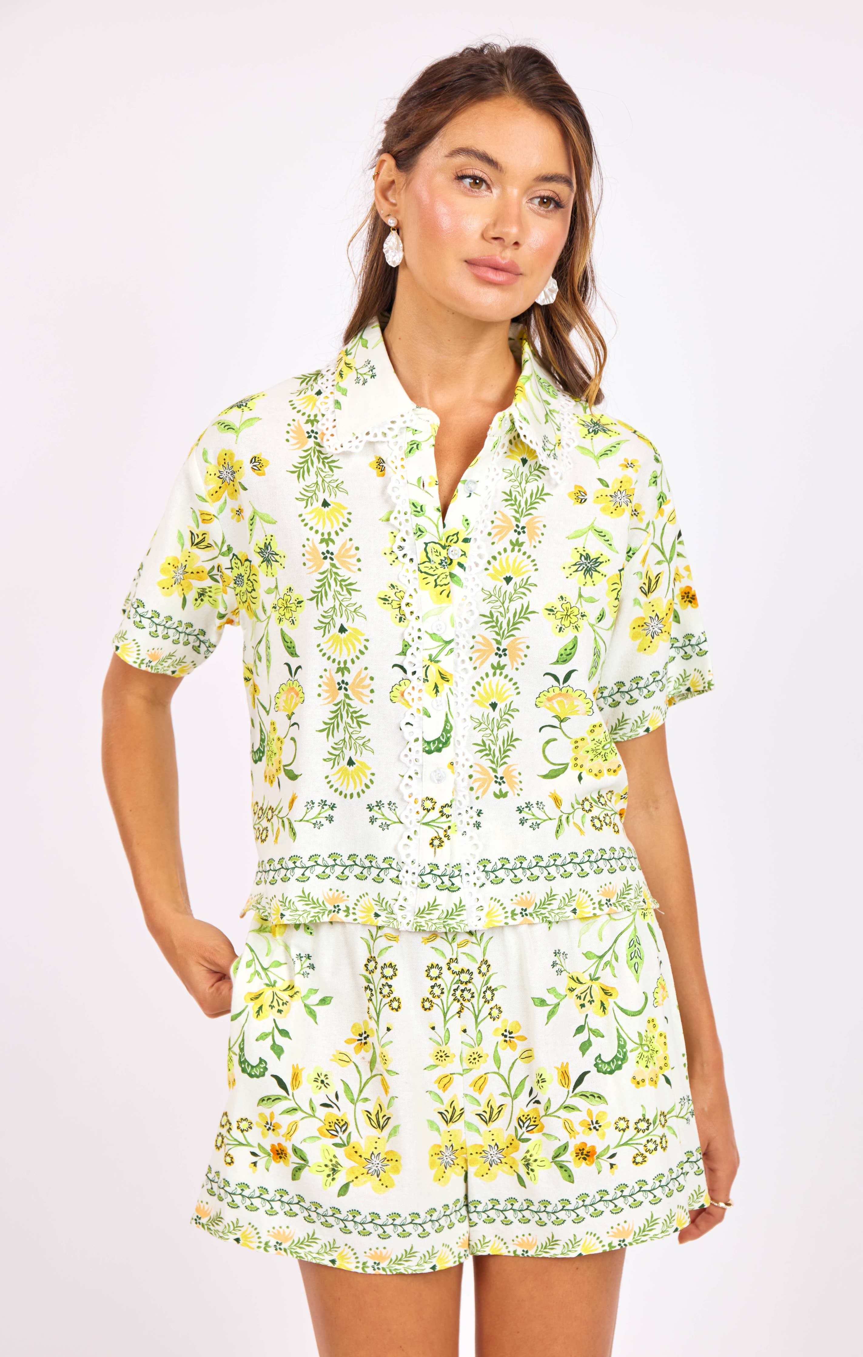 Dandelion Dreams Floral Shirt:CITRON MULTI