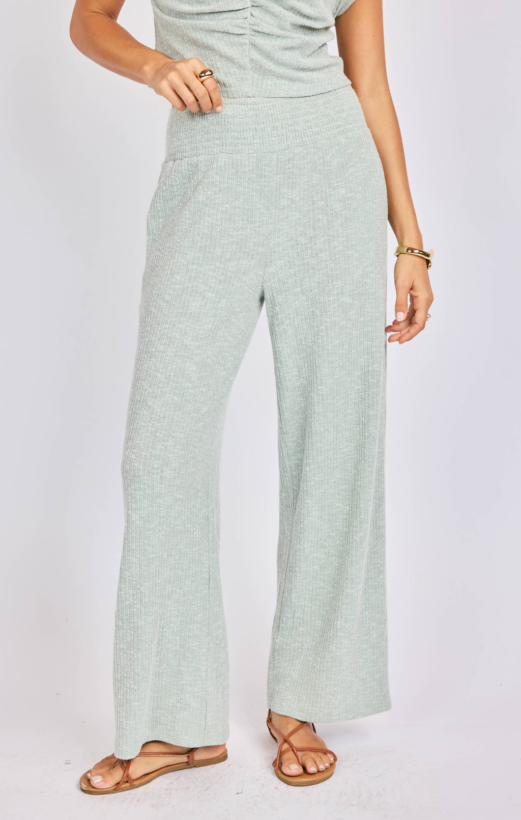 Laguna Knit Pants:LIGHT SAGE