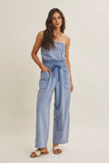 BEACH TOWN WEEKEND MINERAL-WASHED STRAPLESS JUMPSUIT