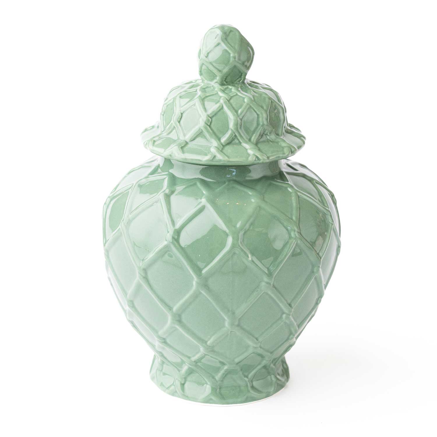 Green Textured Ginger Jar - Large