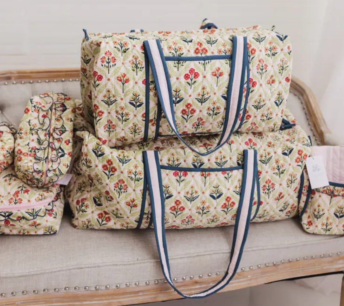 Meadow Luxe | Quilted Ruffle Cosmetic |READY TO SHIP