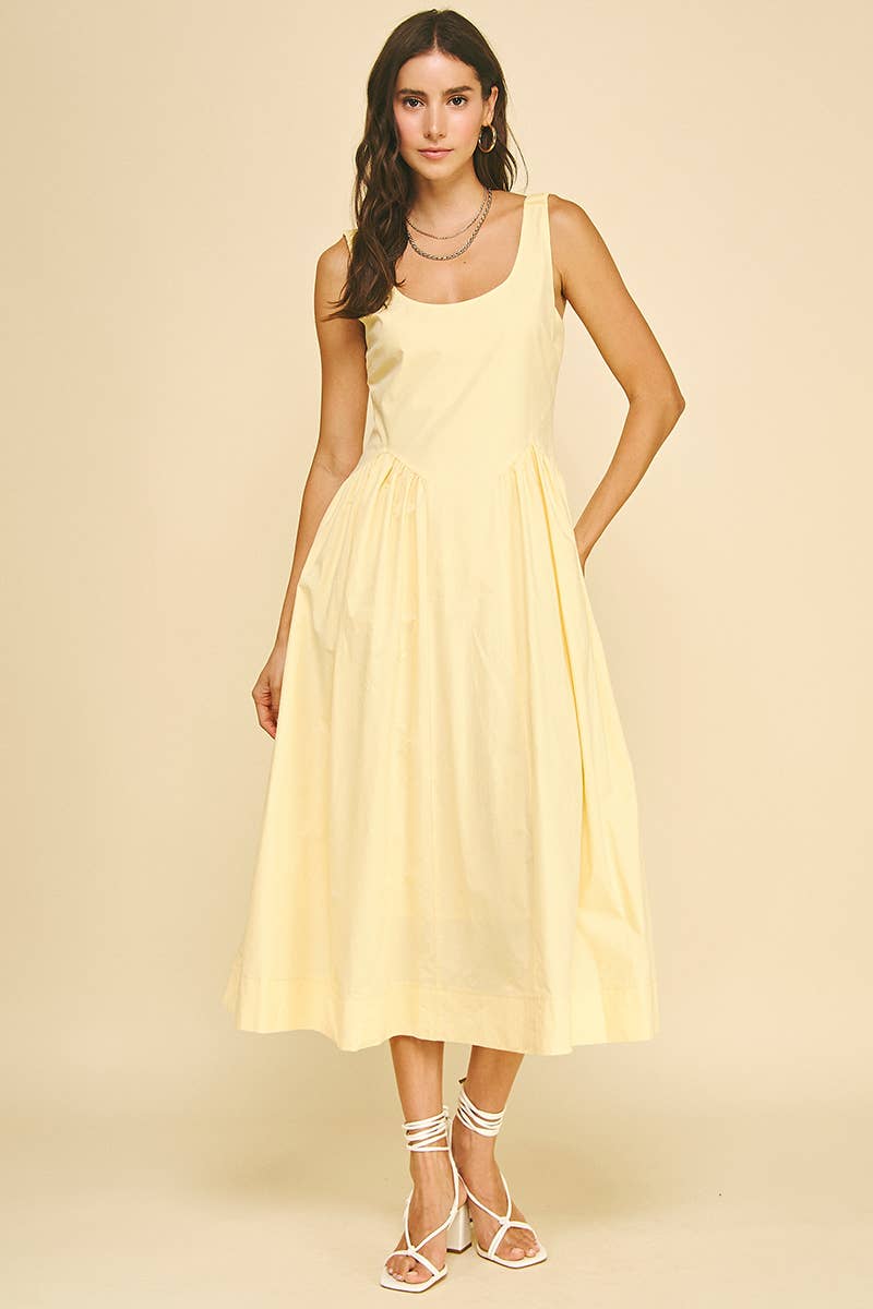 A-LINE POPLIN MIDI DRESS - 6933D