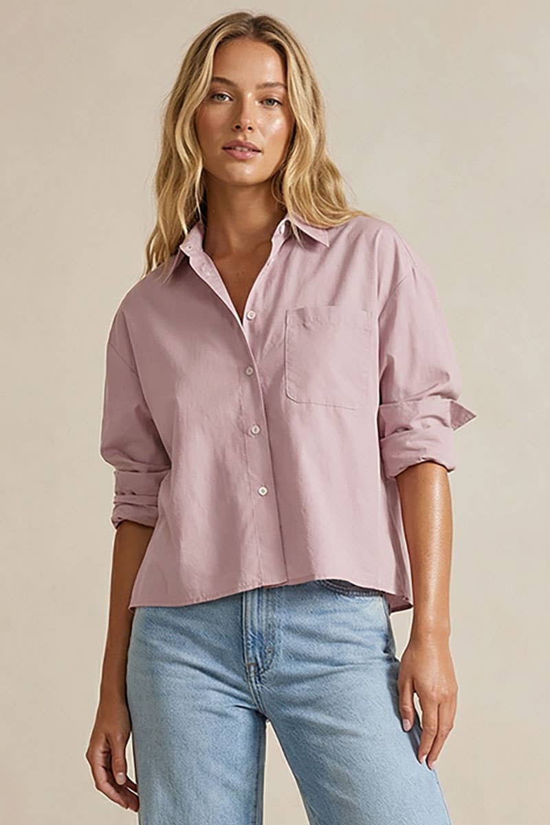 Rolled Sleeve Button Up Blouse
