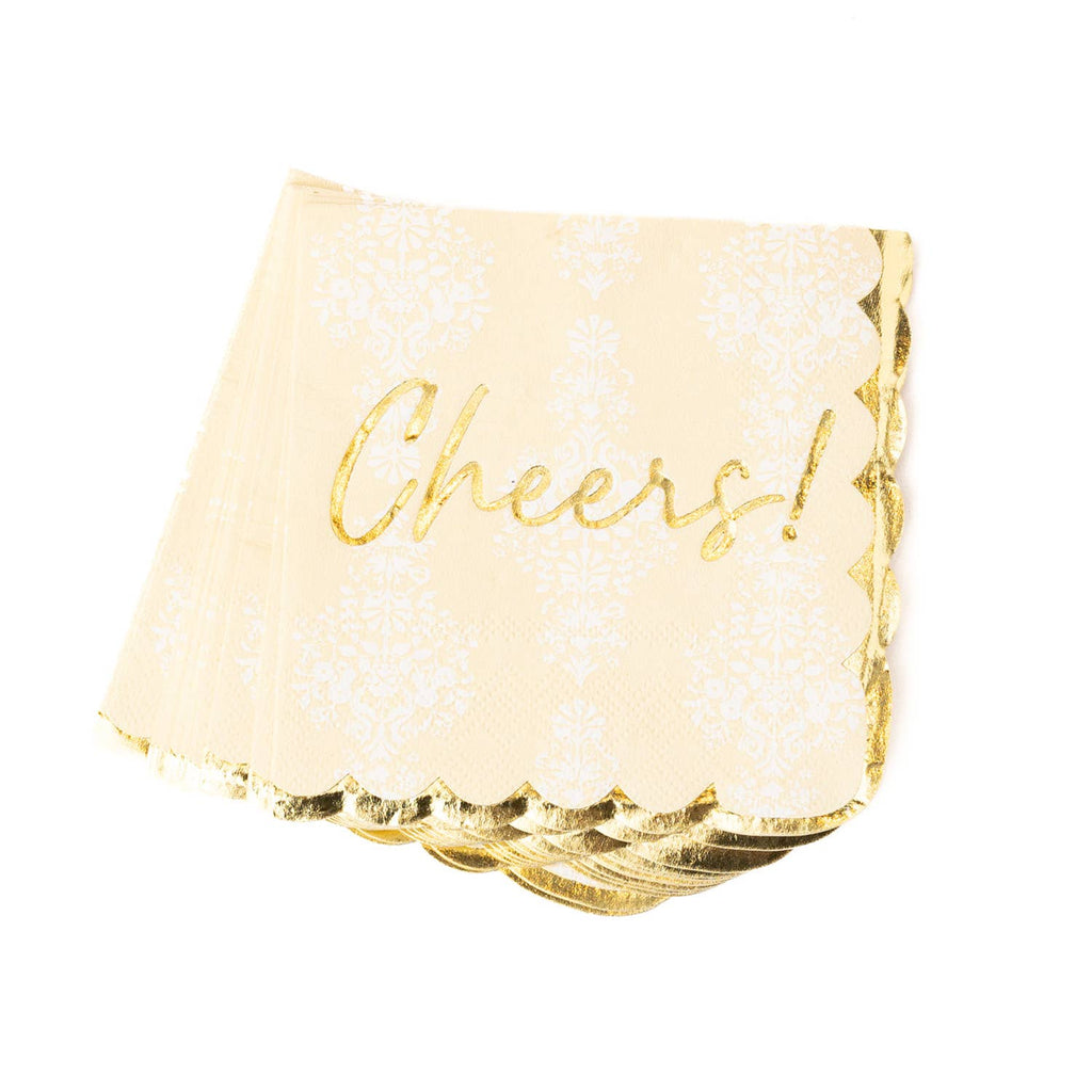 Golden Damask Paper Beverage Napkin Packs