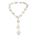 721-01-G | STONE PEARL & CRYSTAL LARIAT (WHITE ON GOLD)